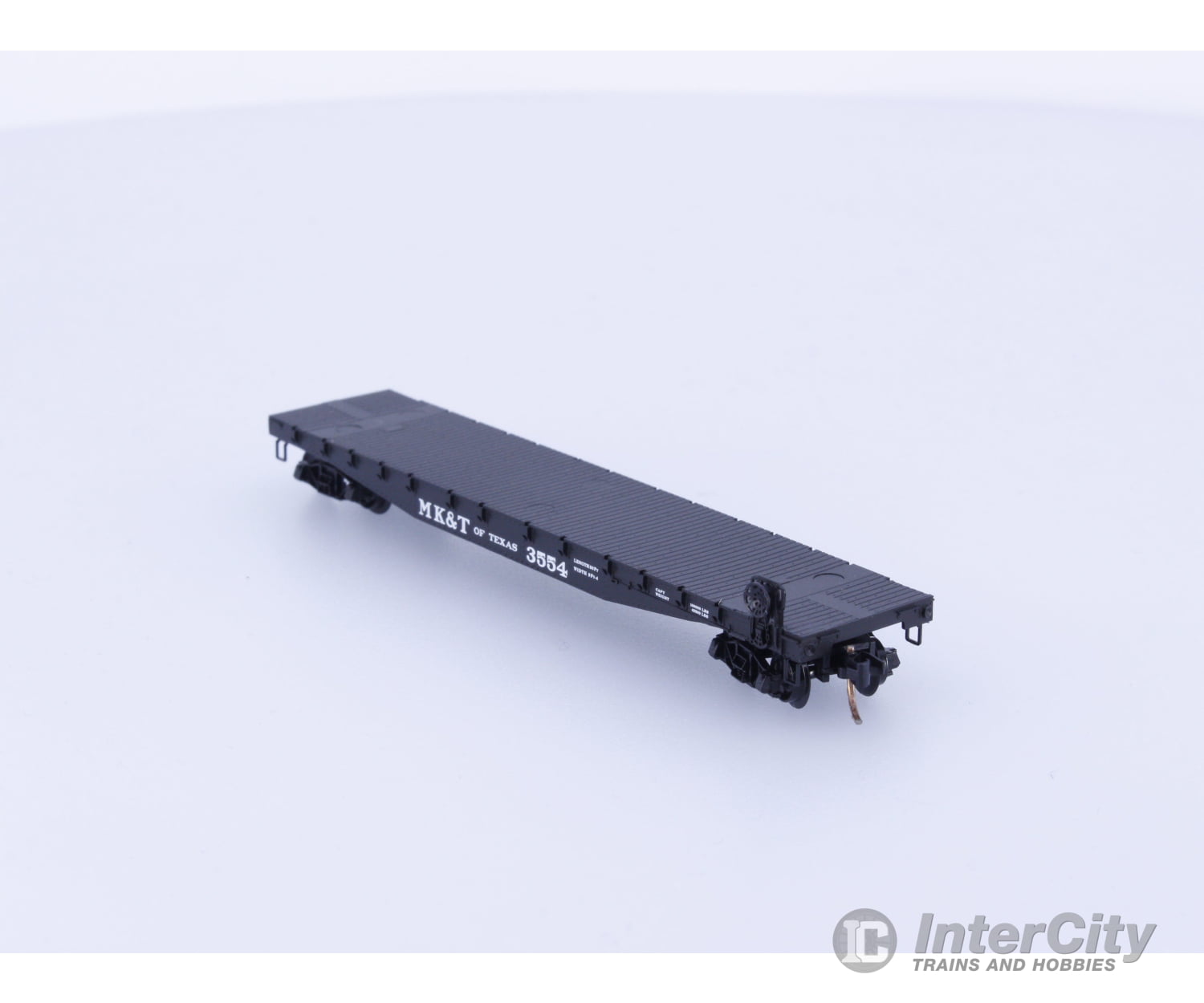 Micro Trains 45240 N 50’ Flat car Fishbelly Side w/Side Mount Brake Wheel Missouri-Kansas-Texas (MKT) 3554 Freight Cars