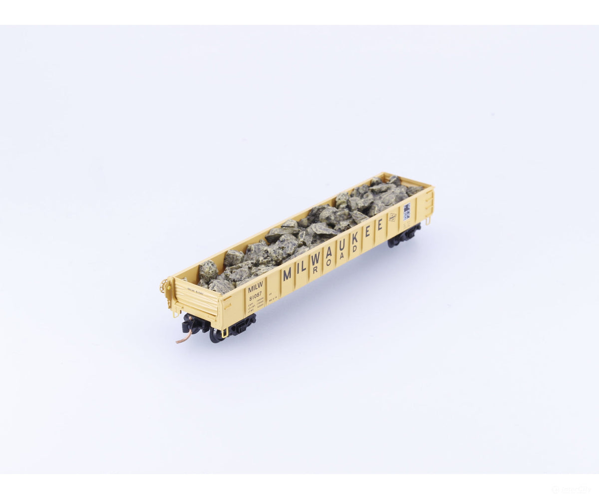 Micro Trains 48110.1 N 50’ Gondola Drop Ends w/ Rock Load Milwaukee Road (MILW) 81087 - Freight Cars