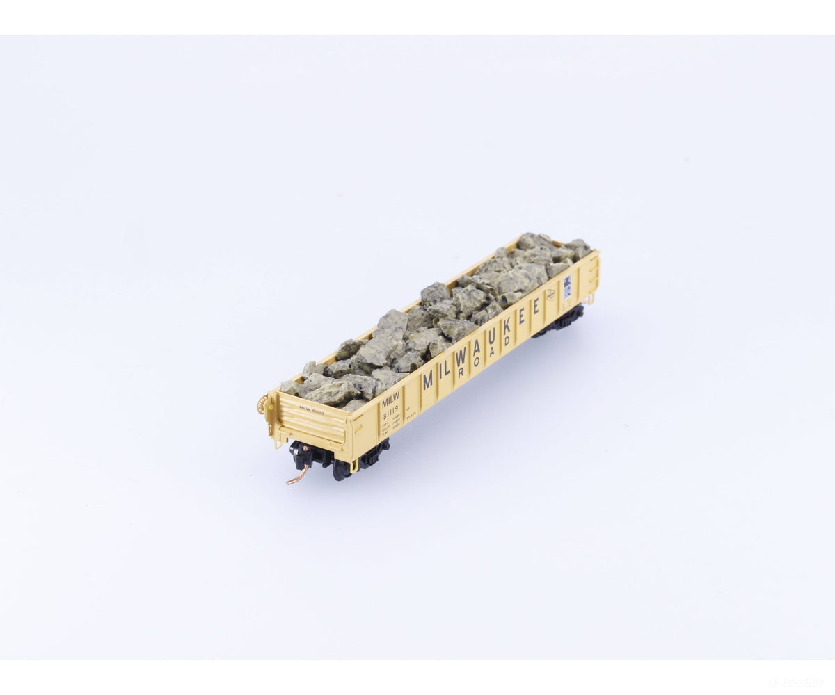 Micro Trains 48110.2 N 50’ Gondola Drop Ends w/ Rock Load Milwaukee Road (MILW) 81119 - Freight Cars