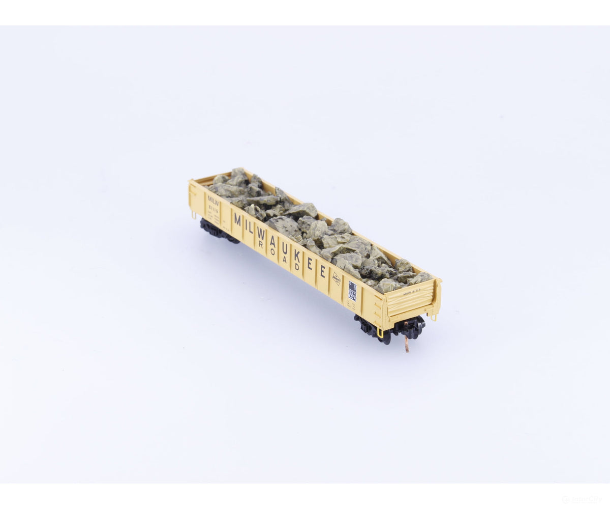 Micro Trains 48110.2 N 50’ Straight Side Gondola w/ Rock Load Milwaukee Road (MILW) 81119 - Freight Cars