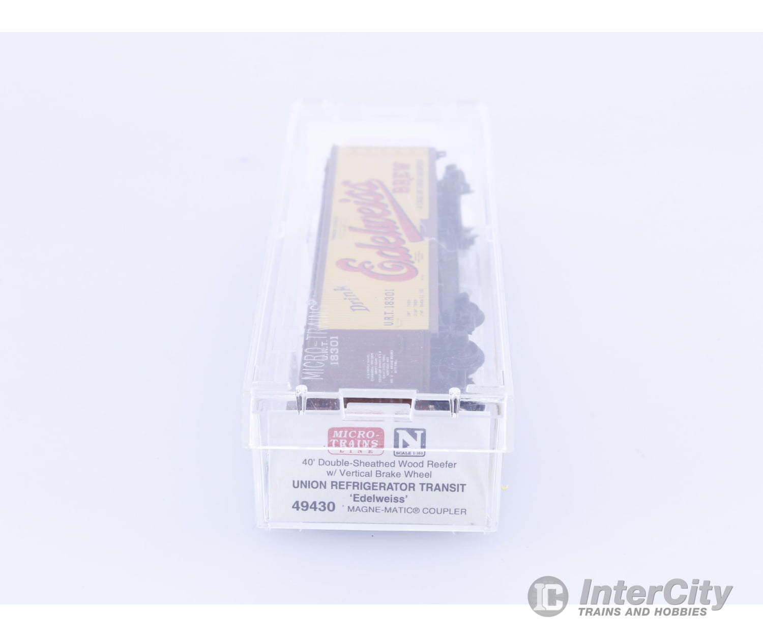 Micro Trains 49430 N 40’ Double Sheathed Wood Reefer Drink Edelweiss Brew (URT) 18301 Freight Cars