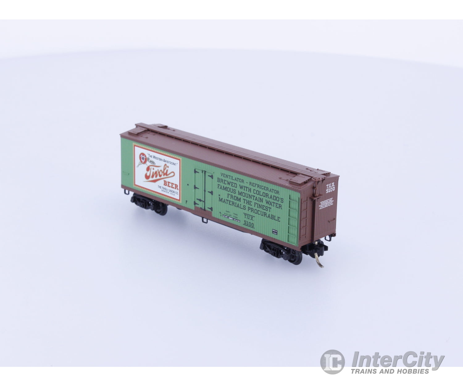 Micro Trains 49440 N 40’ Double-Sheathed Wood Reefer w/Vertical Brake Wheel Tivoli Beer 5100 Freight Cars