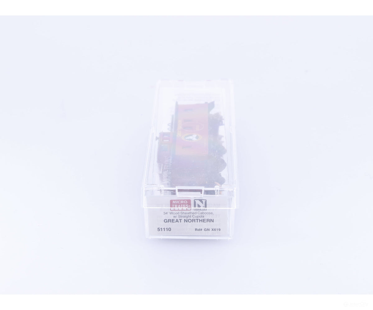 Micro Trains 51110 N 34’ Wood Caboose w/ Straight Cupola Great Northern (GN) X614 - Freight Cars