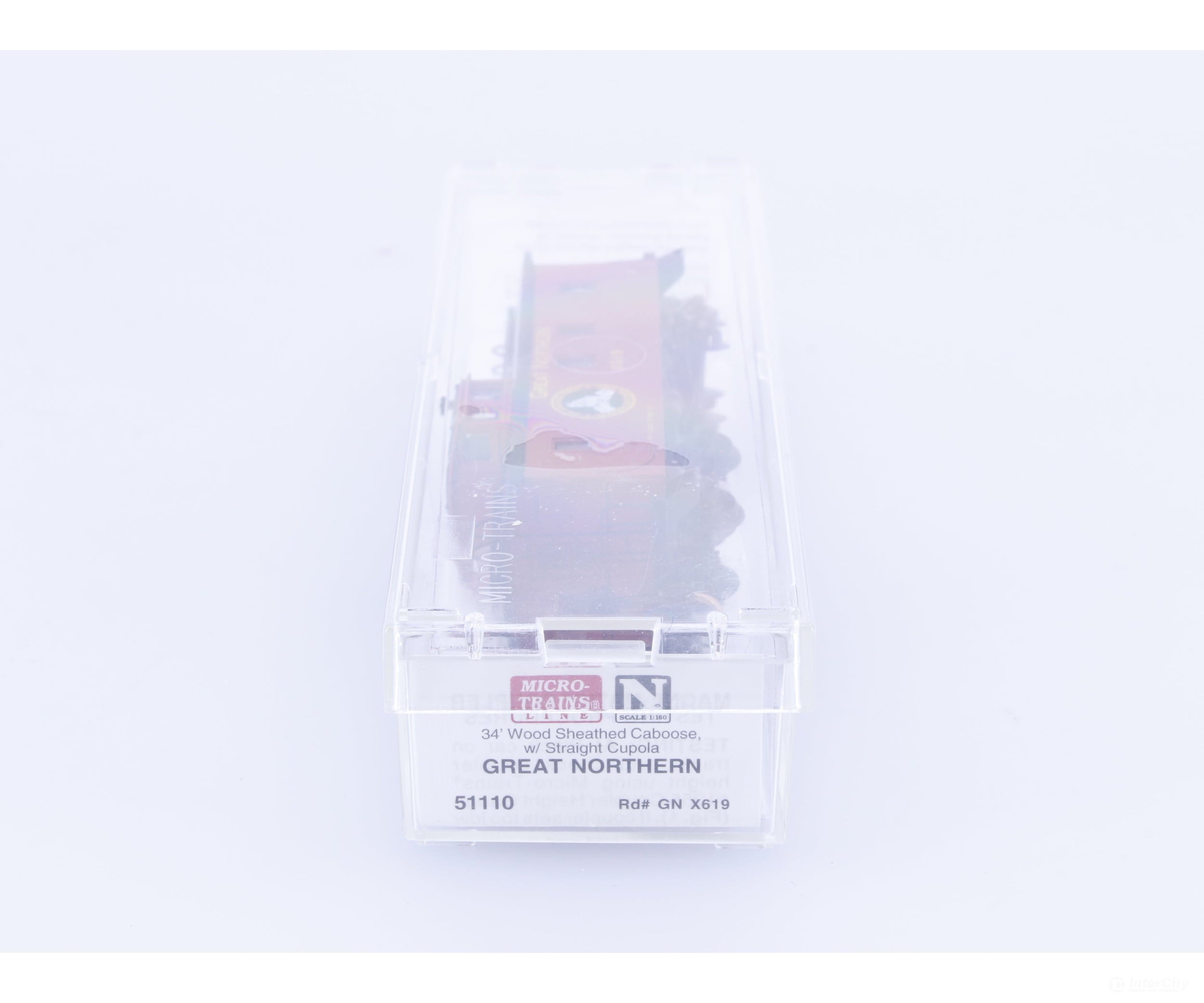 Micro Trains 51110 N 34’ Wood Sheathed Straight Cupola Caboose Great Northern (GN) X619 Freight Cars