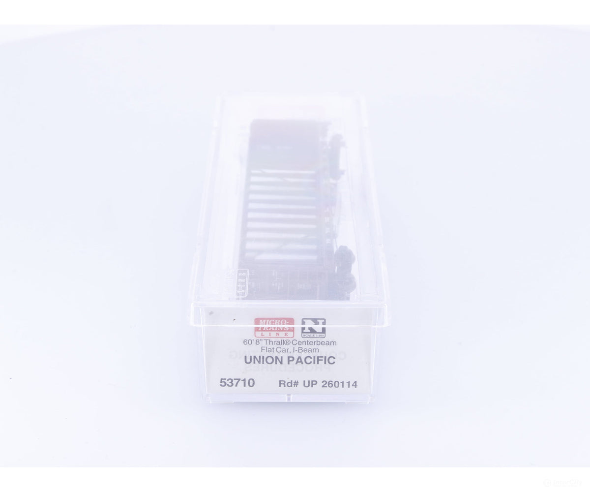 Micro Trains 53710 N 60’8’’ Thrall I-Beam Centerbeam Flatcar Union Pacific (UP) 260114 - Freight Cars