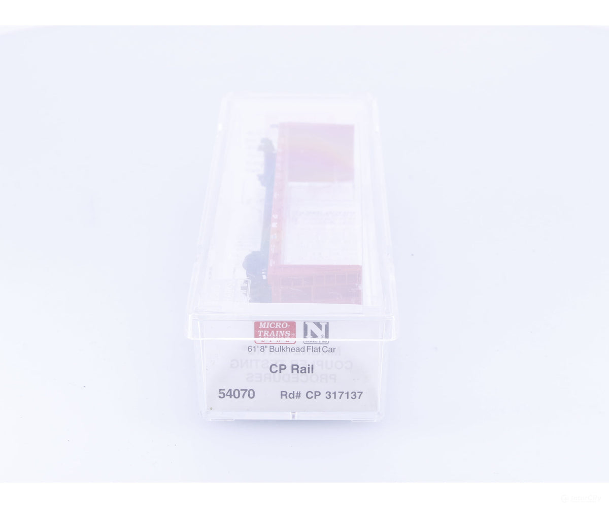 Micro Trains 54070 N 61’ 8’’ Bulkhead Flat Car Canadian Pacific (CP) 317137 (#1) - Freight Cars