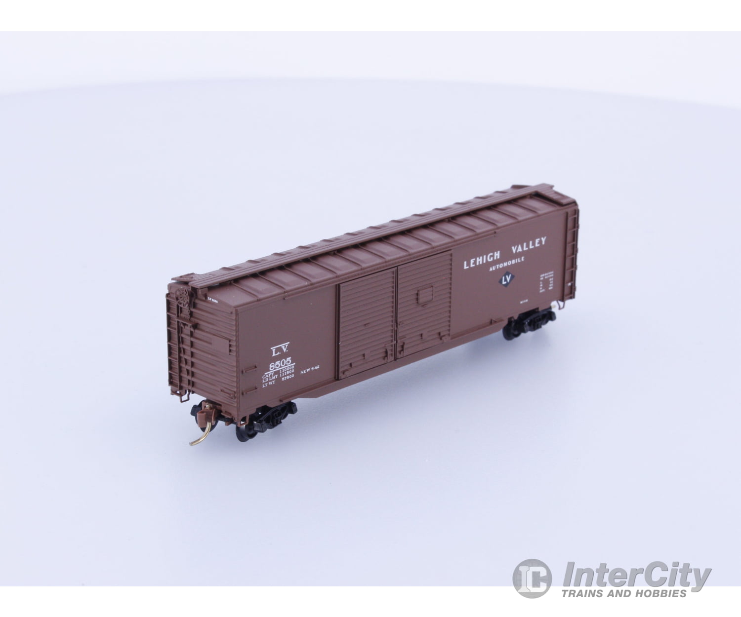 Micro Trains 78040 N 50’ Auto Box Car Double Side Doors & End Door Lehigh Valley (LV) 8505 Freight Cars