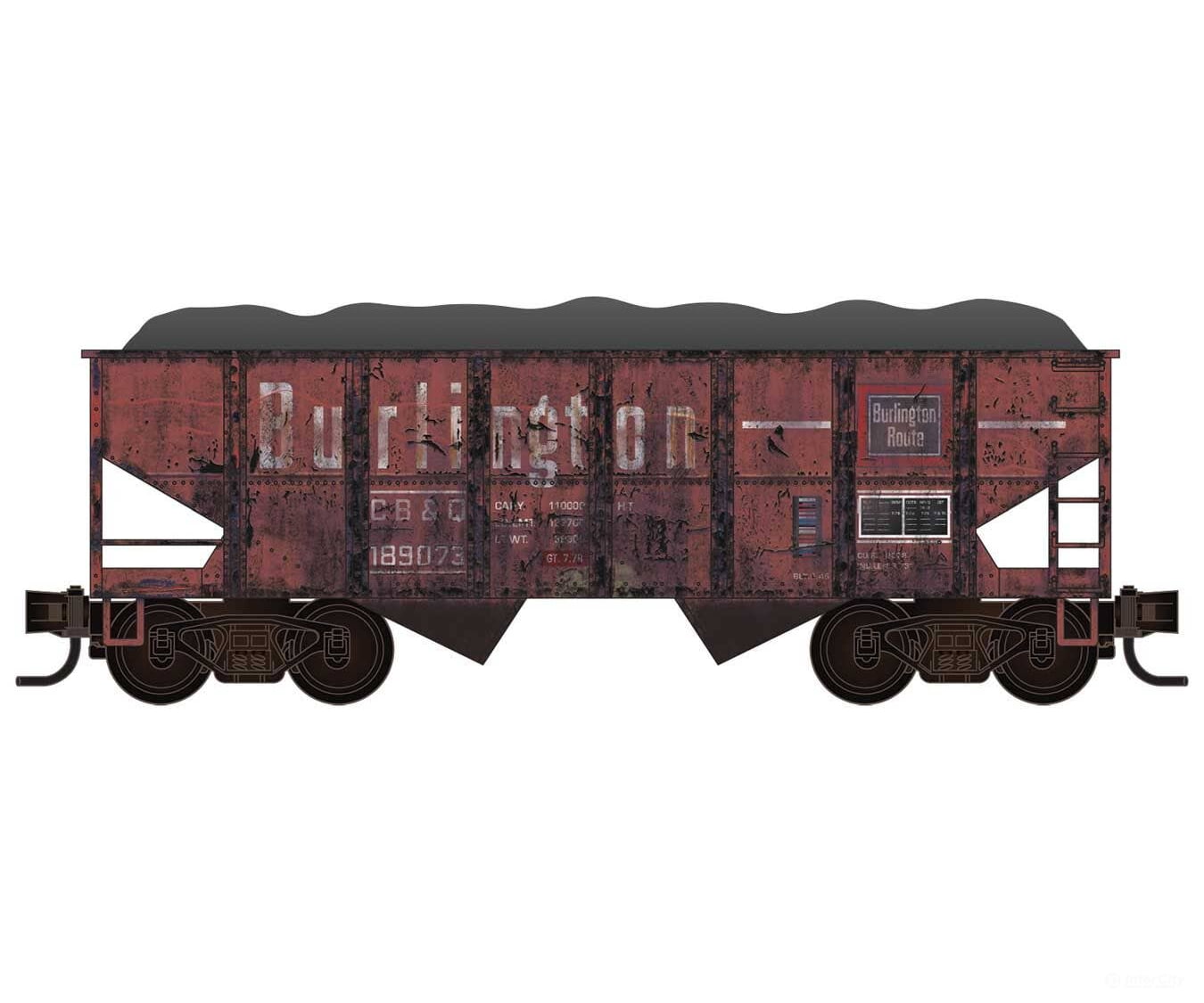 Micro Trains HO 2500003 Grit n’ Grime 2-Bay Hopper Kit CB&Q 189073 Freight Cars