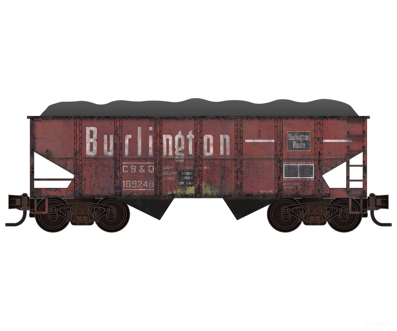 Micro Trains HO 2500004 Grit n’ Grime 2-Bay Hopper Kit CB&Q 189248 Freight Cars
