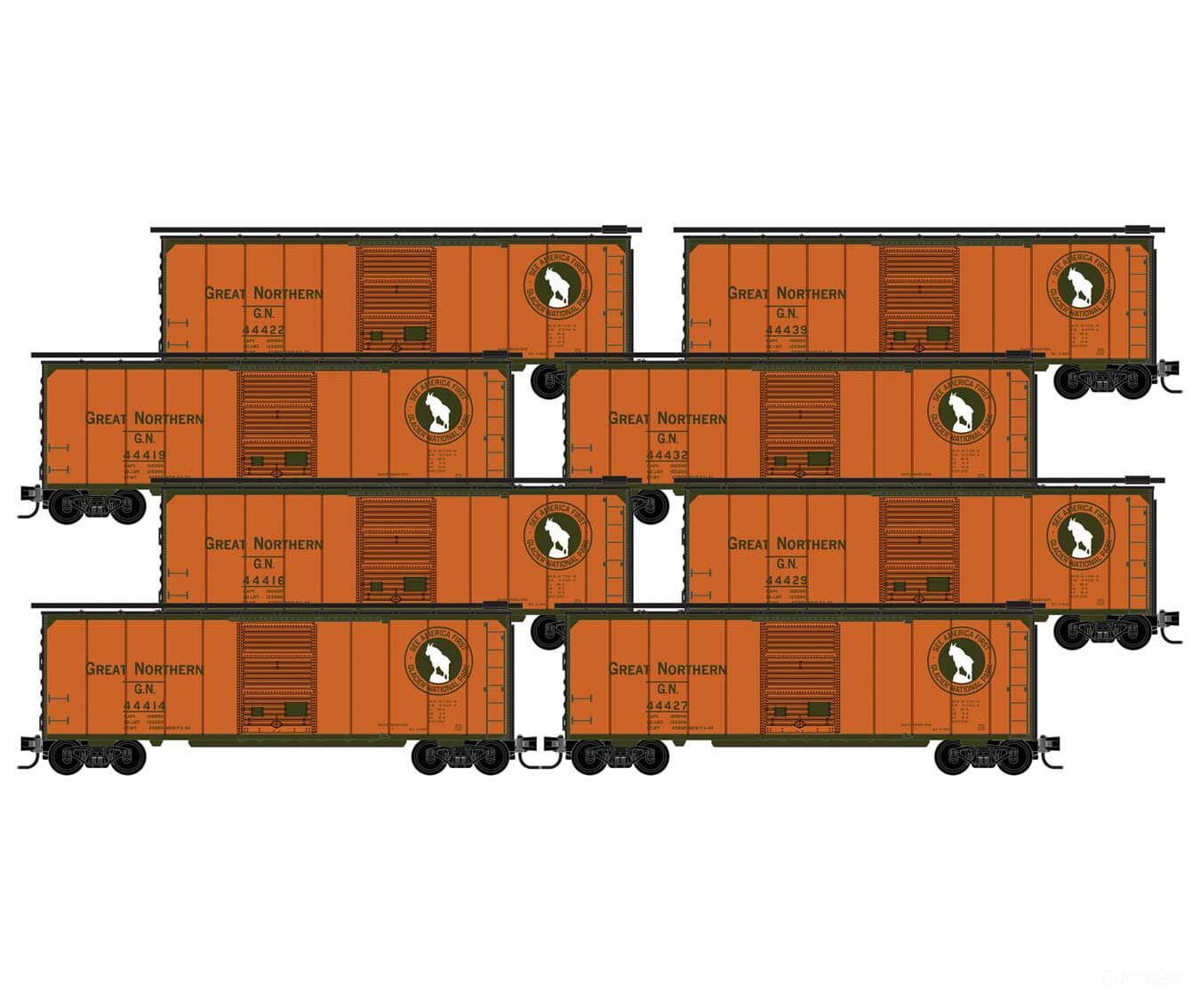 Micro Trains Line N 40 Single-Door Boxcar - Ready To Run Great Northern (Orange Green See America