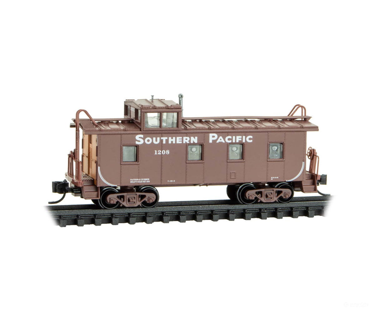 Micro Trains N 10000321 36’ Riveted-Steel Cupola Caboose - Southern Pacific #1208 (Boxcar Red orange white Sand Serif
