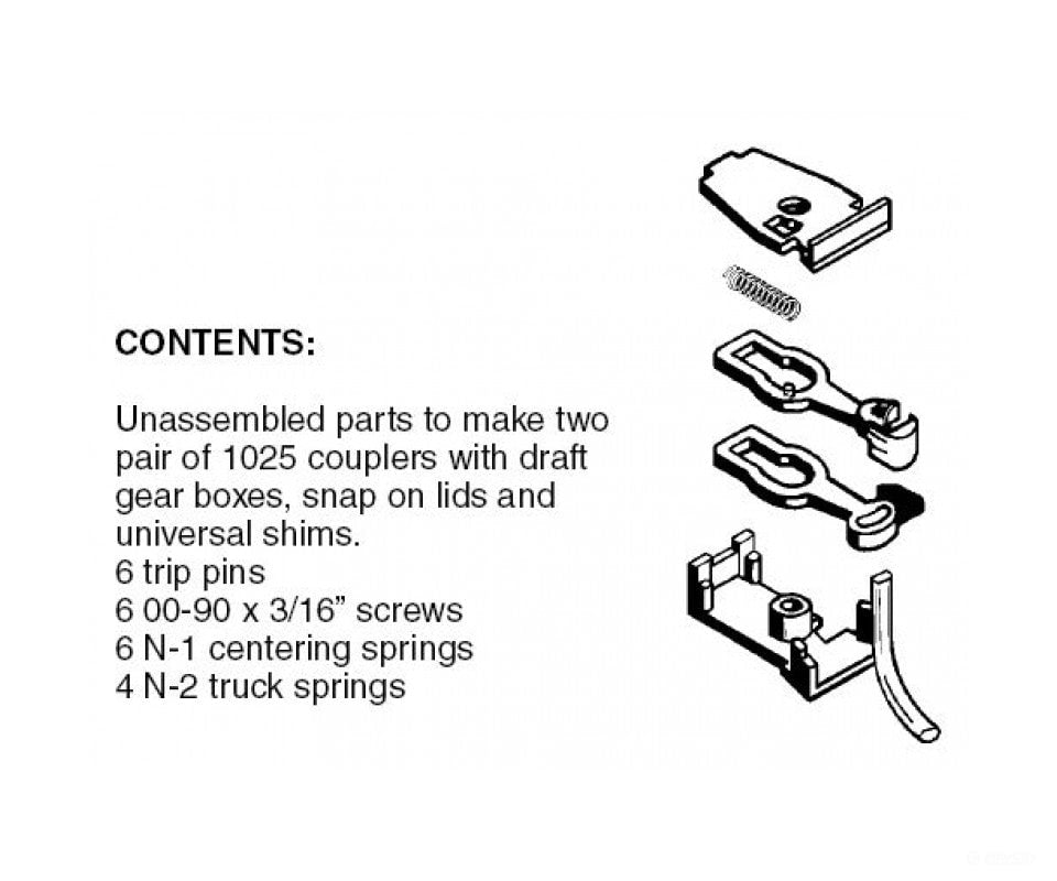 Micro Trains N 102012 Magne-Matic Coupler W/Body Mount Draft Gear - 2 Pairs -- Kit; Brown Couplers &
