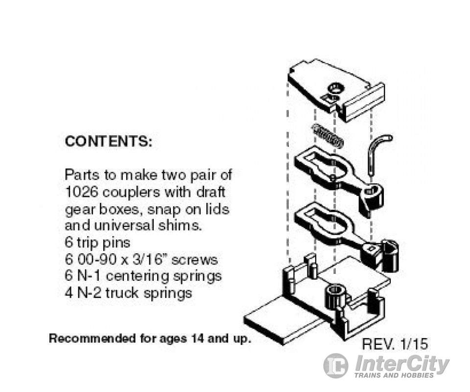 Micro Trains N 102013 Body Mount Couplers -- For Flat Cars & Gondolas 2 Pairs Trucks