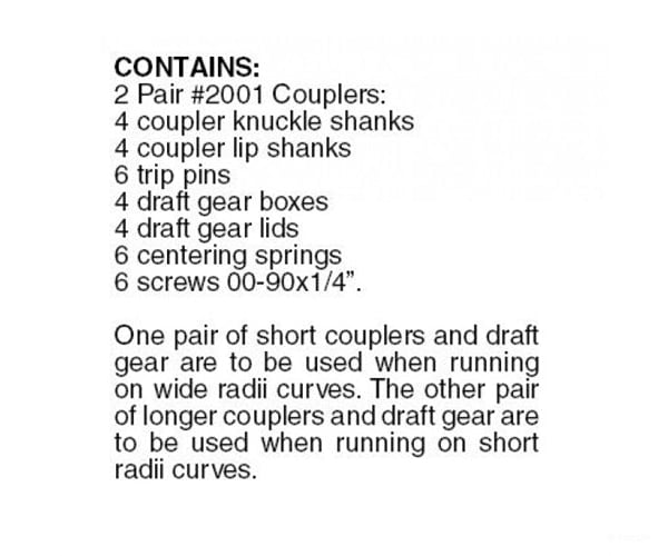 Micro Trains 102050 Coupler Conversion - Kato C44-9W & Japanese Prototypes 2 Pairs Couplers Trucks