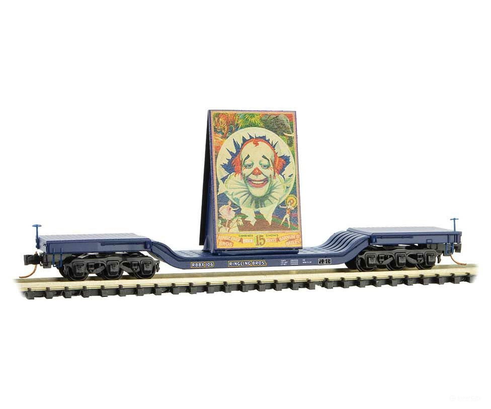 Micro Trains N 10900161 Heavyweight 6-Axle Depressed-Center Flatcar With Billboard Load - Ready To