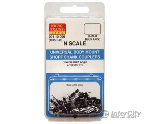 Micro Trains N 110006 1015-1-10 Universal Body Mount Short Shank Coupler - Assembled -- 10 Pair
