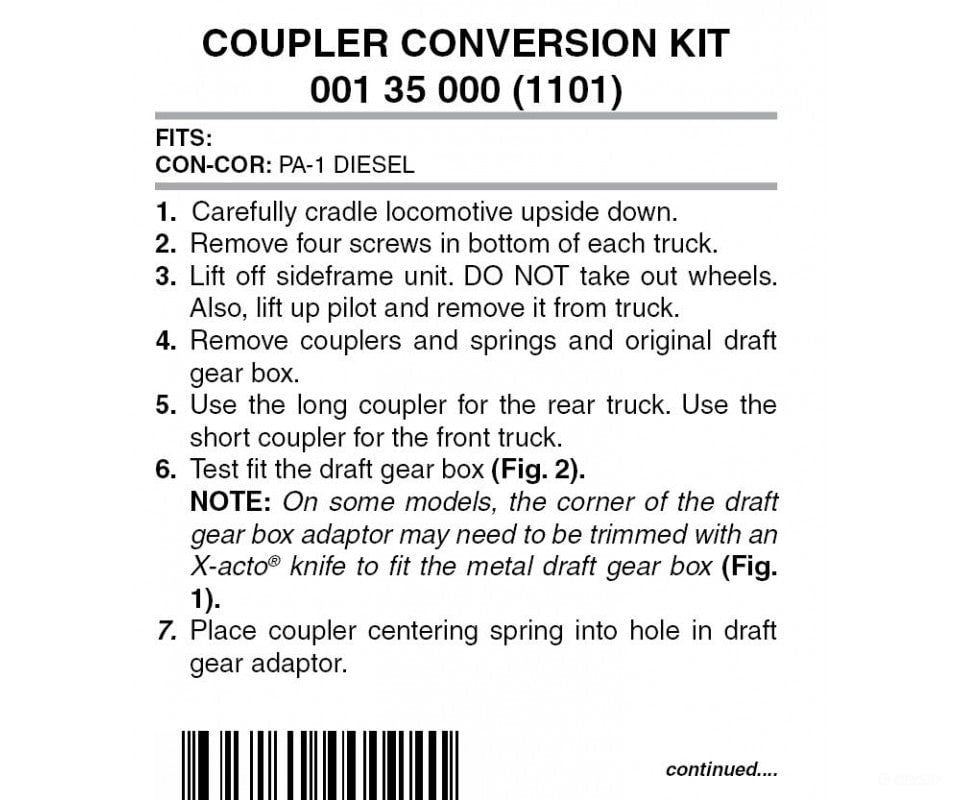 Micro Trains N 135000 Locomotive Coupler Conversion Kits -- Con-Cor Pa-1 Powered Couplers & Trucks