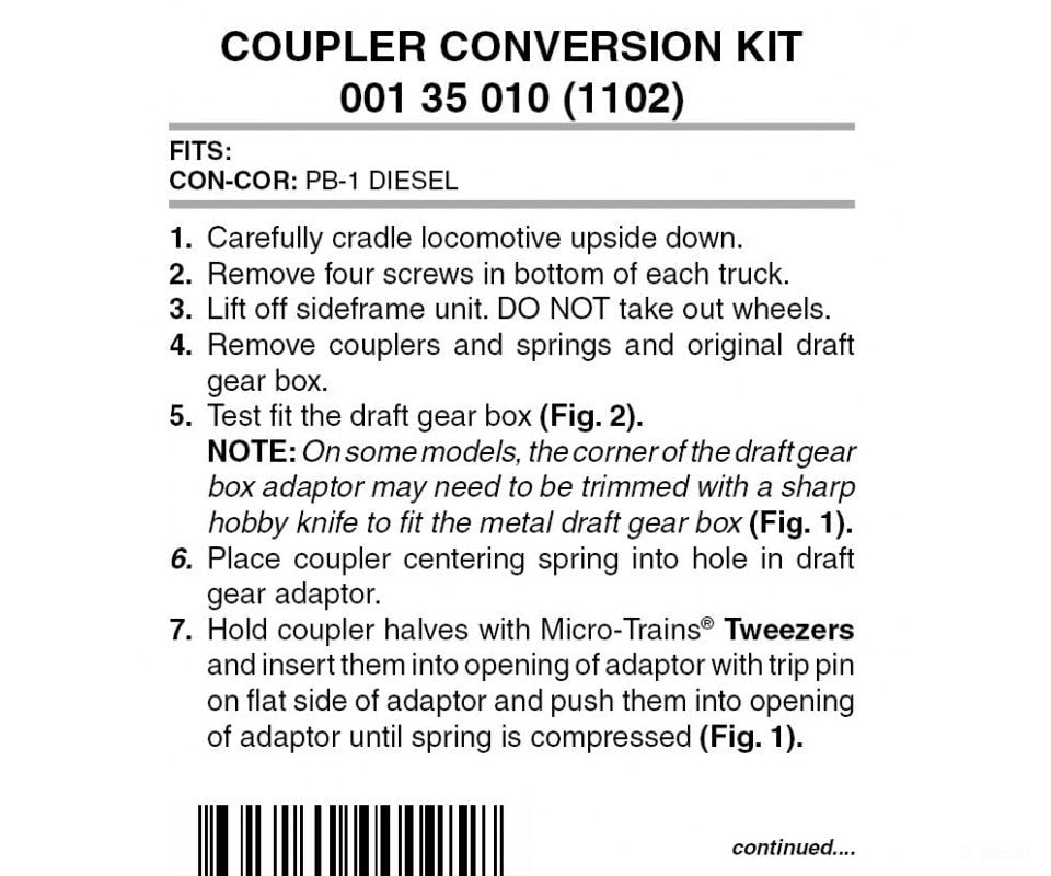 Micro Trains N 135010 Locomotive Coupler Conversion Kits -- Con-Cor Pb-1 Powered Parts