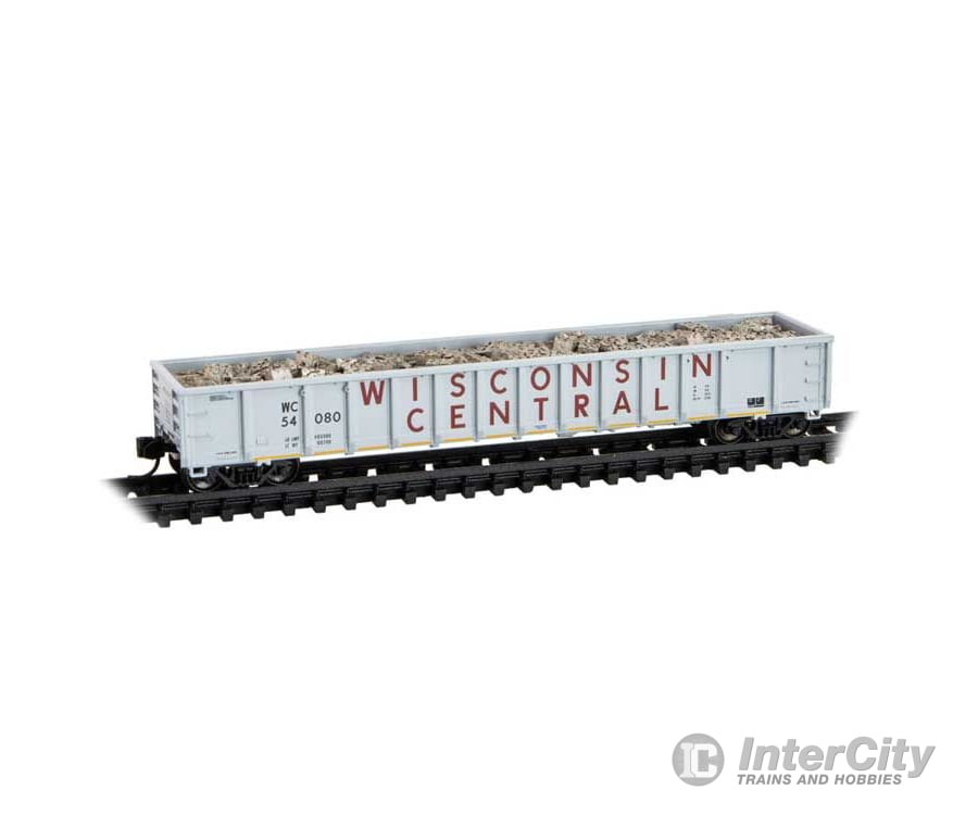 Micro Trains N 17000020 52’6’’ Greenville 2494 Mill Gondola - Wisconsin Central #54080 (gray maroon yellow conspicuity