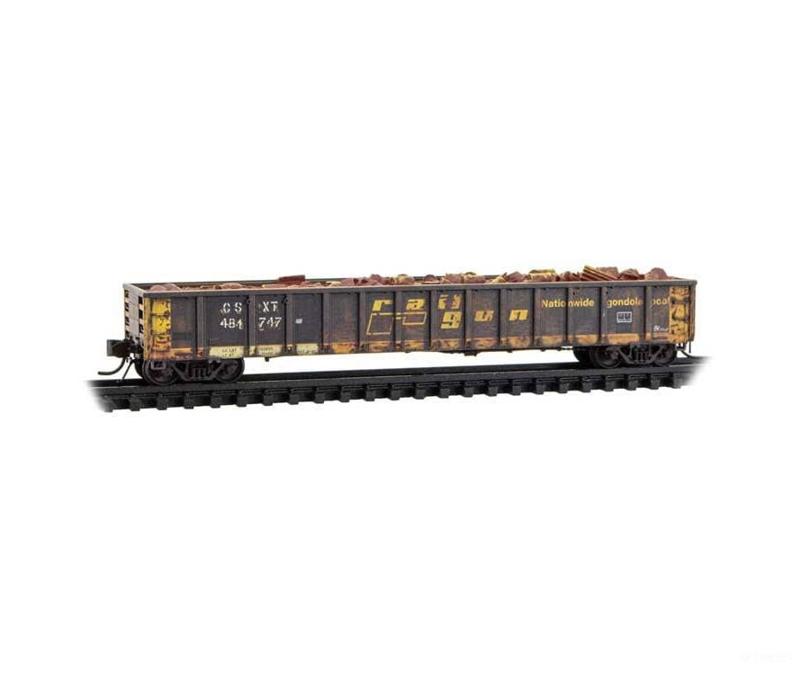 Micro Trains N 170144050 Greenville 2494 52’6’’ Mill Gondola with Load - CSX #481747 (Ex-Railgon Weathered Patched