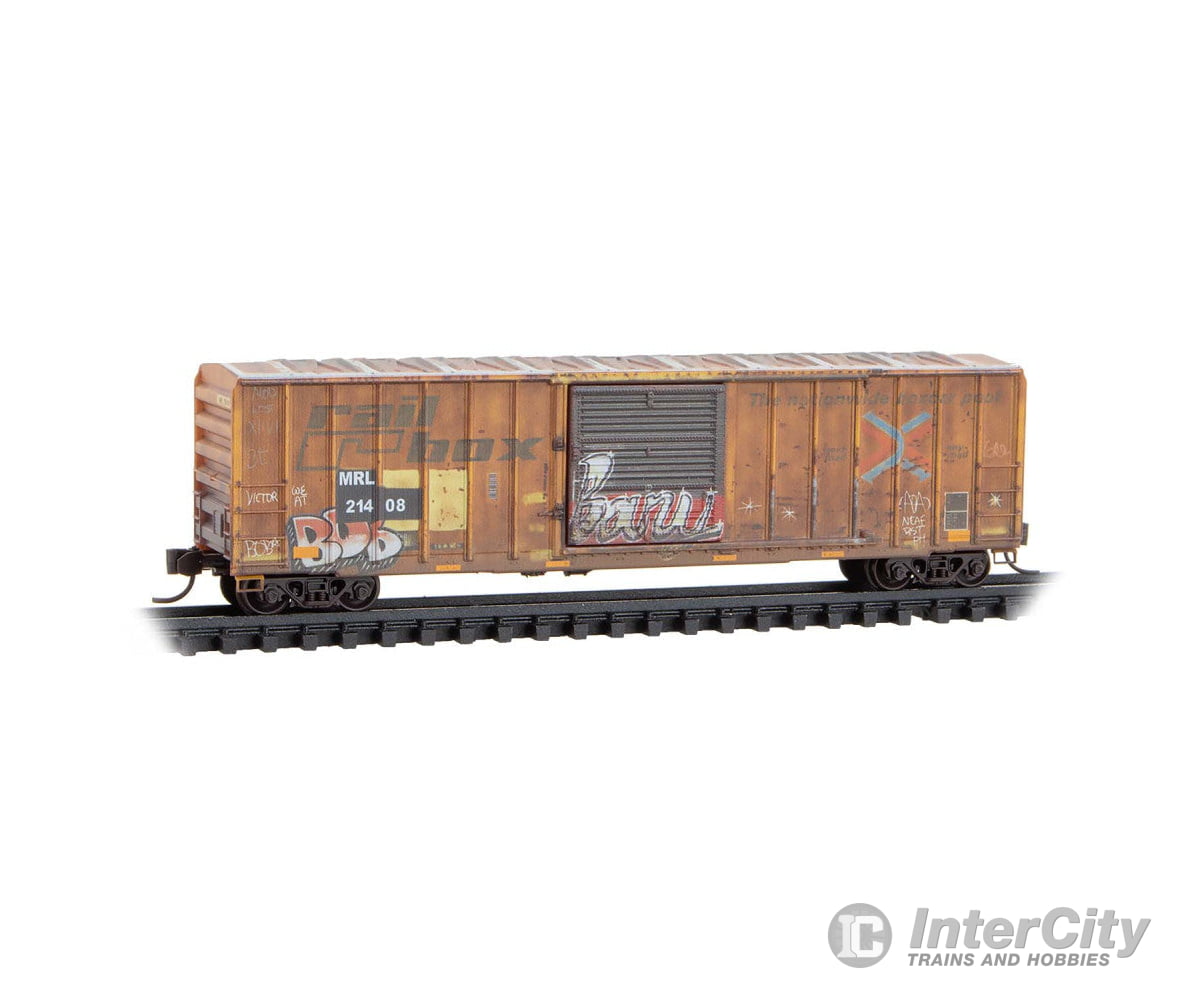Micro Trains N 2544438 50’ Rib-Side Single-Door Boxcar No Roofwalk - Montana Rail Link #21408 (Ex-Railbox yellow black