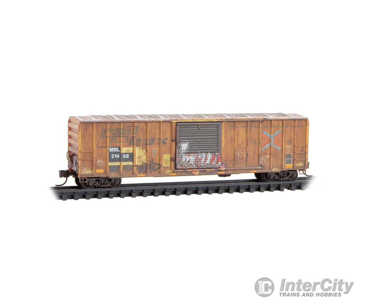 Micro Trains N 2544438 50’ Rib-Side Single-Door Boxcar No Roofwalk - Montana Rail Link #21408 (Ex-Railbox yellow black