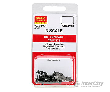 Micro Trains N 302024 Bettendorf Trucks -- With Couplers Extended Bolster 1 Pair &