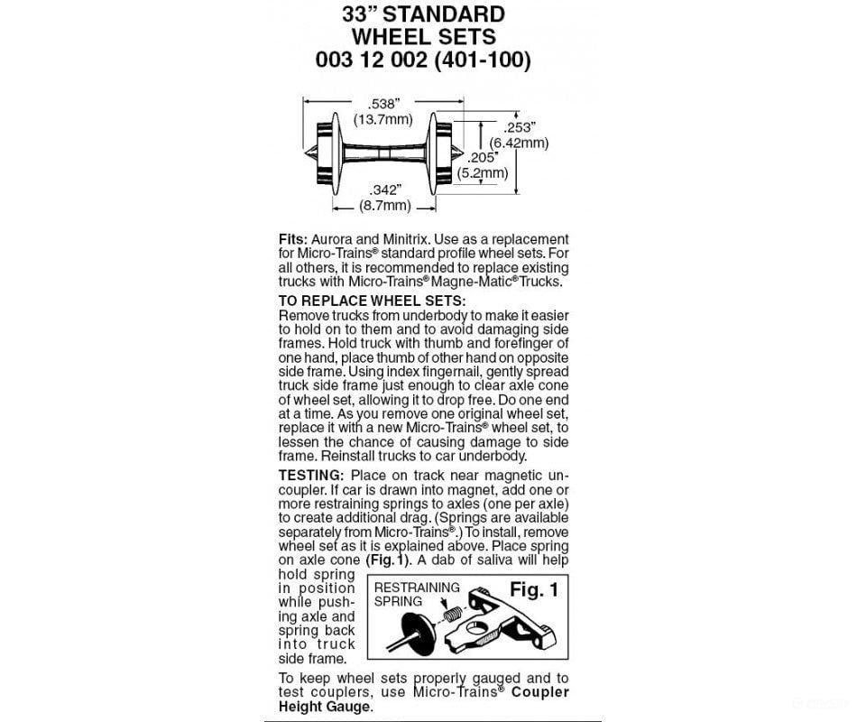 Micro Trains N 312002 33 Standard Wheelsets (Nonmagnetic) -- Black Axles Pkg(100) Couplers & Trucks
