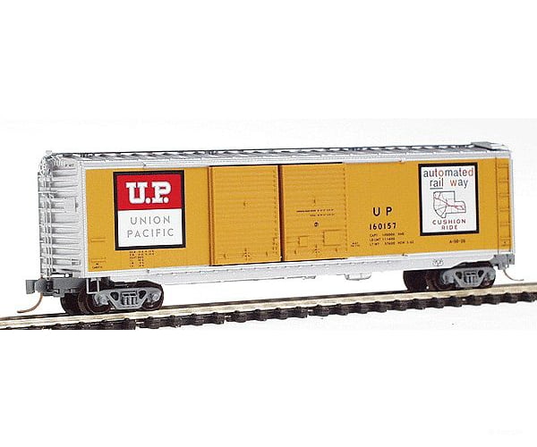 Micro Trains N 34310 50 Standard Double-Door Boxcar -- Union Pacific #160157 (Armour Yellow W/Black