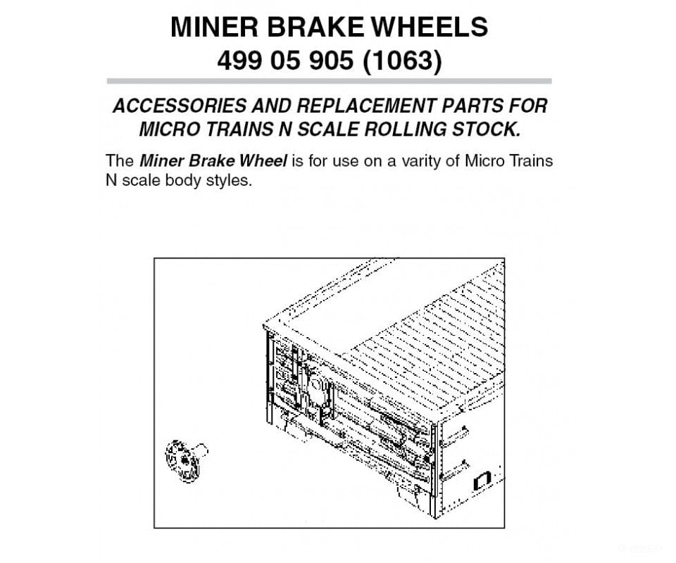 Micro Trains N 49905905 Brake Wheels -- Horizontal Mount Miner Pkg(12) Detailing Parts