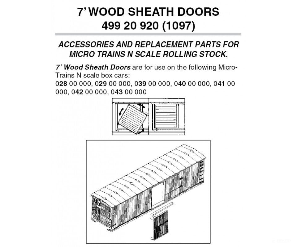 Micro Trains N 49920920 Box Car Doors -- 7 Wood - Single-/Double-Sheathed Cars Pkg(12) Parts