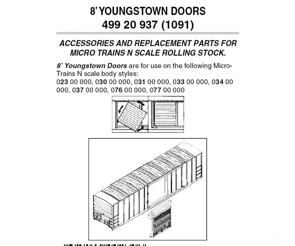 Micro Trains N 49920937 Box Car Doors -- 8 Youngstown Style - 50 Cars Pkg(12) Parts