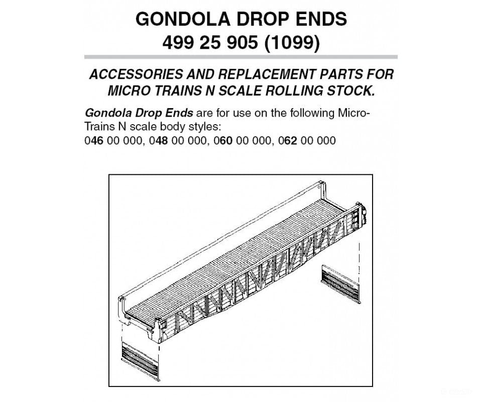 Micro Trains N 49925905 Drop Ends Gondola -- Pkg(12) Parts