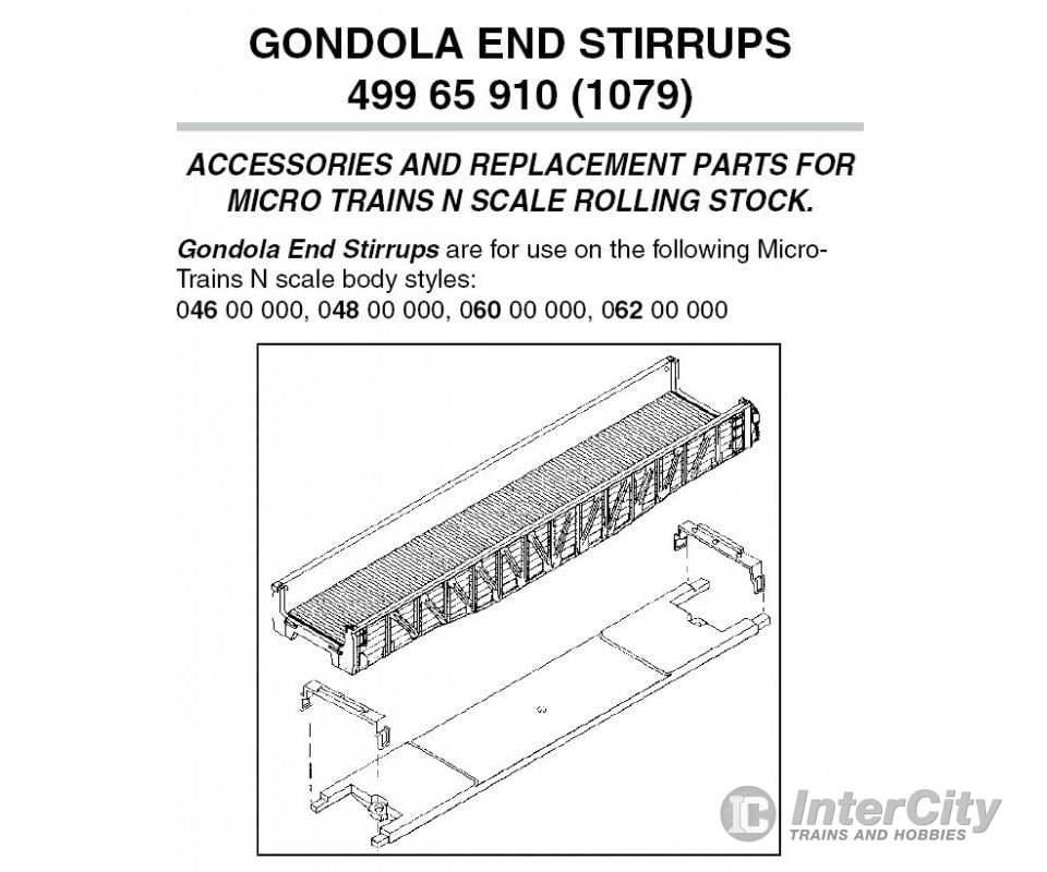Micro Trains N 49965910 Stirrups -- For Gondolas Pkg(12) Parts