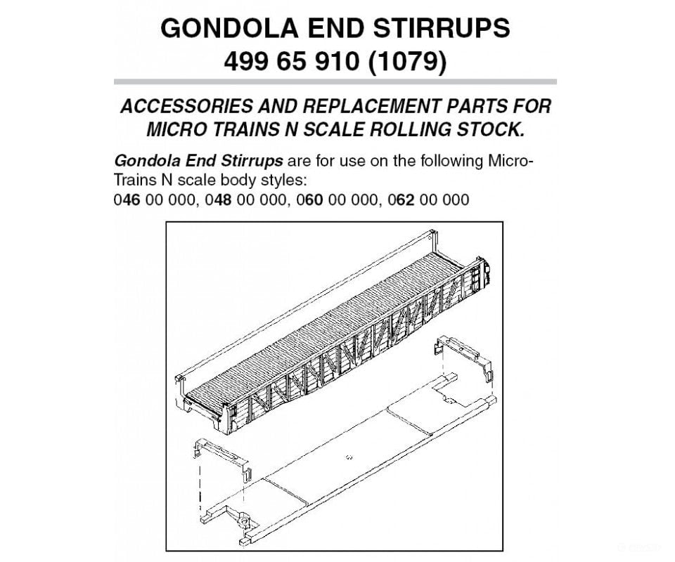 Micro Trains N 49965910 Stirrups -- For Gondolas Pkg(12) Parts