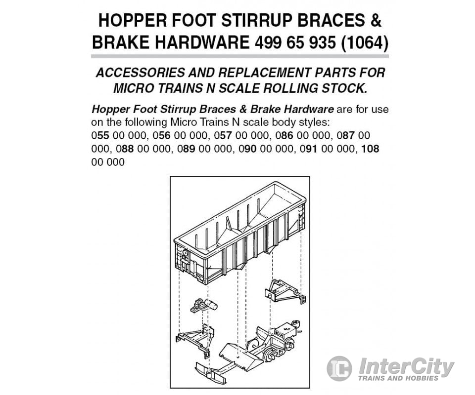 Micro Trains N 49965935 Hopper Foot Stirrup Braces/Brake Hardware -- (Black) Parts