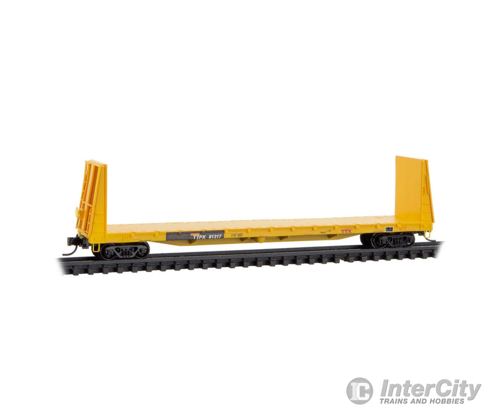 Micro Trains N 5400460 61’ 8’’ Bulkhead Flatcar - TTX TTPX #81317 (yellow black red logo) Freight Cars