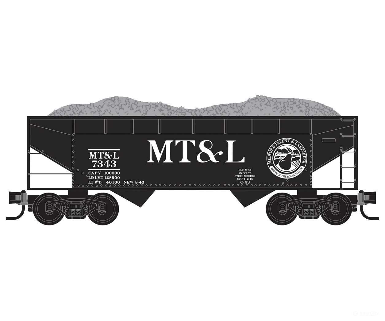Micro Trains N 5550620 33 2-Bay Offset-Side Hopper - Ready To Run -- Medford Talent & Lakecreek