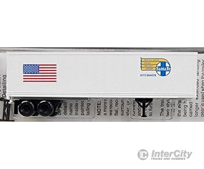 Micro Trains N 66100 40 Trailer -- Santa Fe #904078 (White W/Us Flag & Atsf Flying Circle Cross)