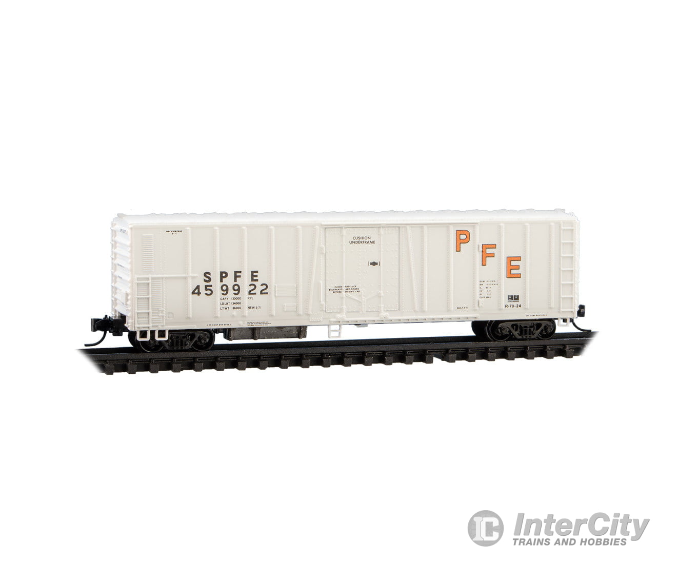 Micro Trains N 8100080 PC&F Class R-70-13 Steel Mechanical Reefer No Roofwalk - Pacific Fruit Express #459922 (Early
