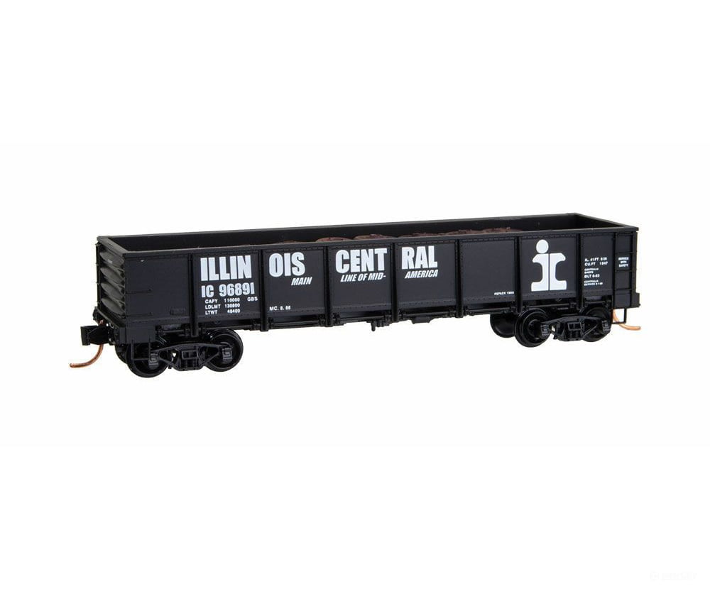 Micro Trains N 8300090 40 Drop-Bottom Gondola - Ready To Run -- Illinois Central #968915 (Black