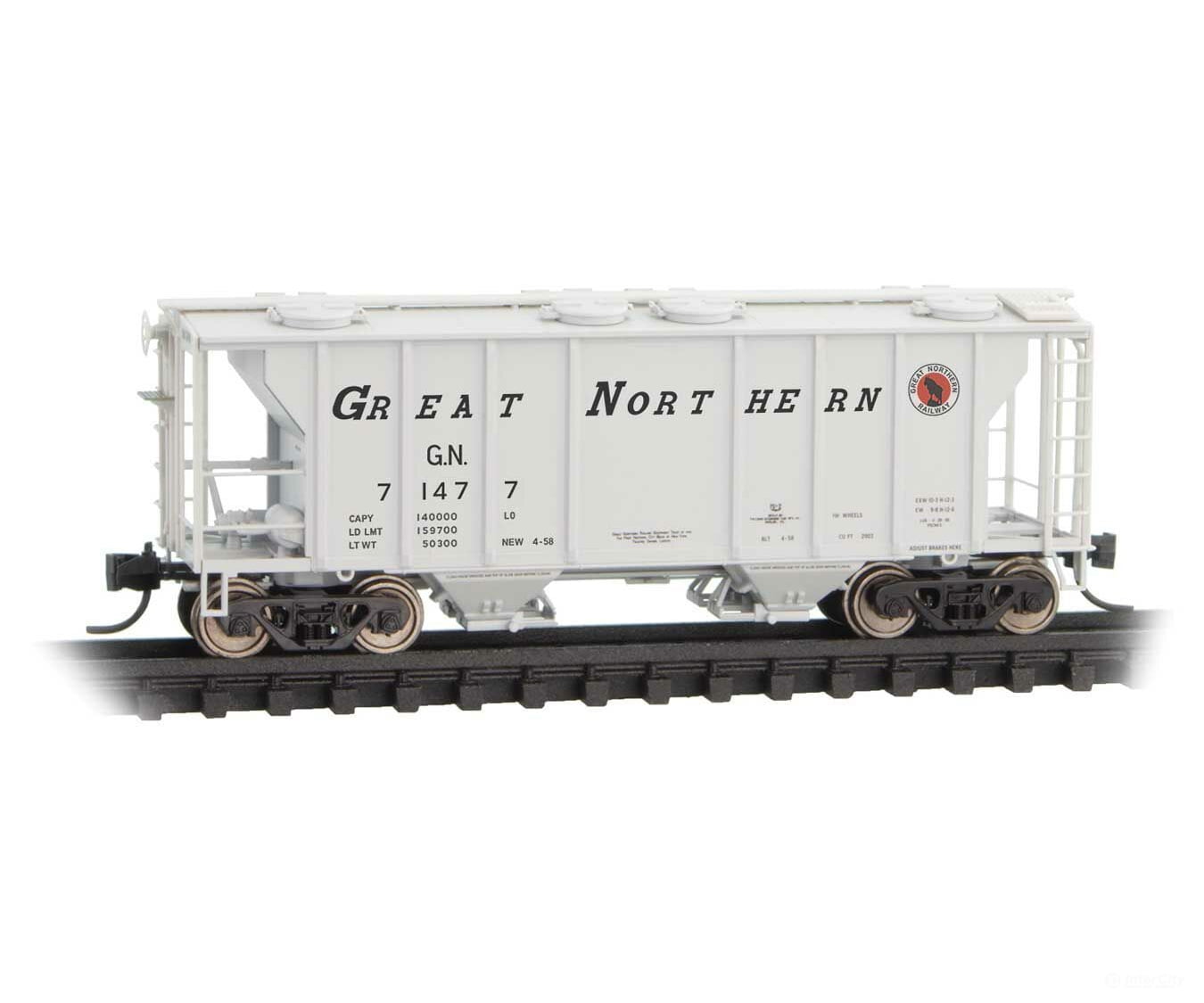 Micro Trains N 9500012 Pullman-Standard Ps-2 2-Bay Covered Hopper - Ready To Run -- Great Northern