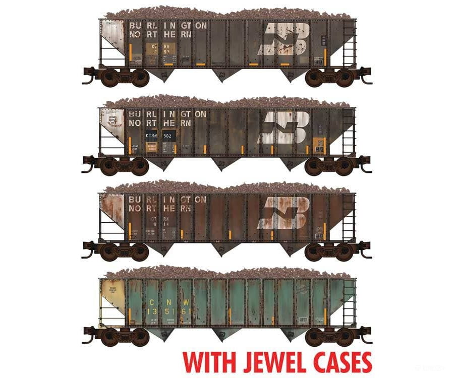Micro Trains N 98305075 100-Ton 3-Bay Ribside Open Hopper W/Sugar Beet Load 4-Pack - Cnw #135161