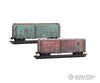 Micro Trains N 98305093 40’ Single-Door Boxcar No Roofwalk 2-Pack - Great Northern #18871 5473 (Weathered 1 green 1