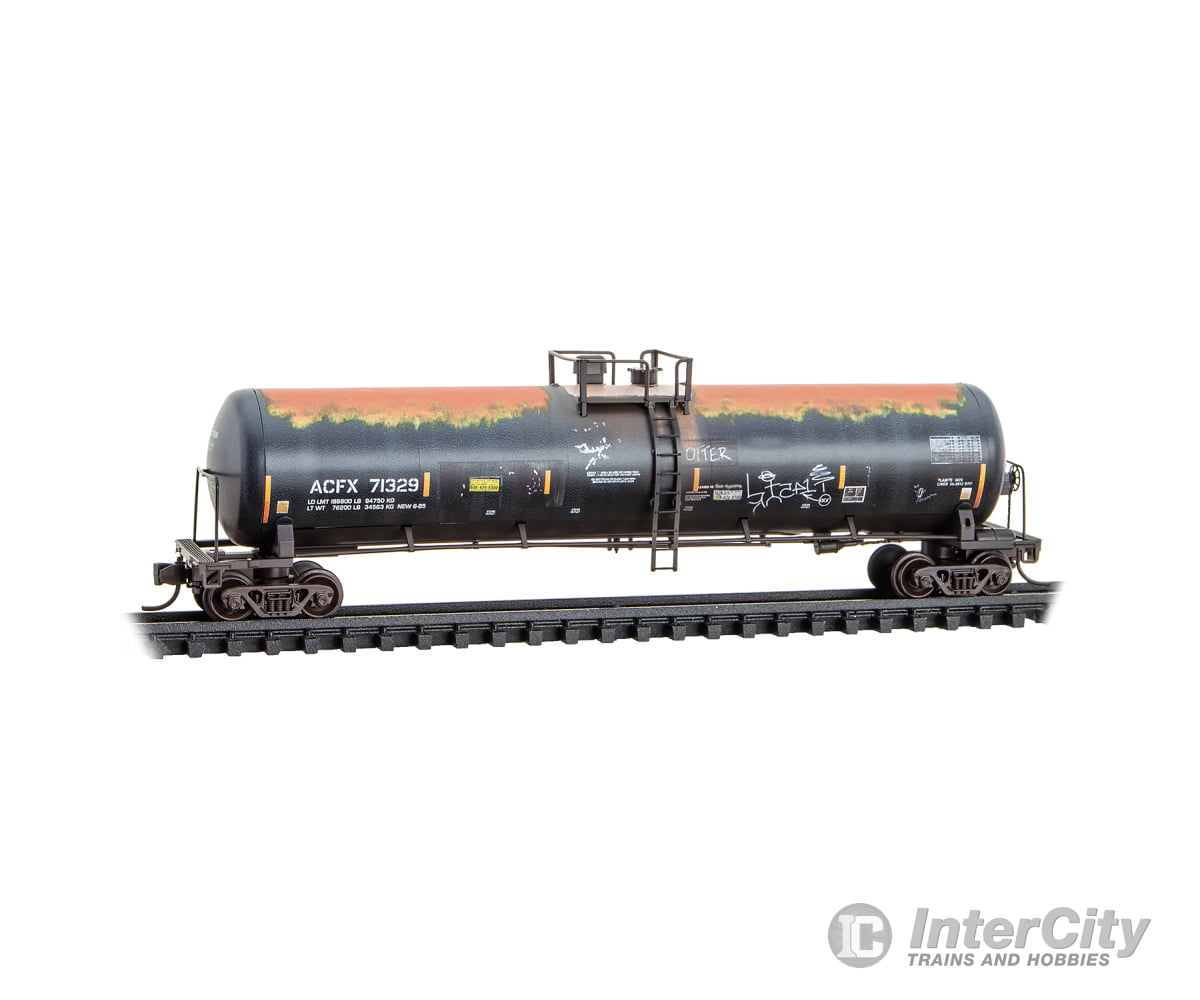 Micro Trains N 98305101 56’ General-Service Tank Car 3-Pack - ACFX #71329 72393 72410 (Weathered 2 blue & 1 black car