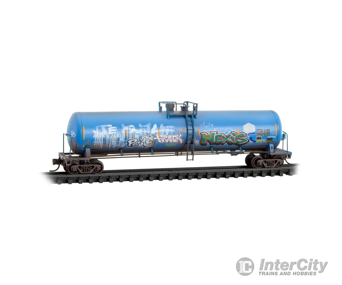 Micro Trains N 98305101 56’ General-Service Tank Car 3-Pack - ACFX #71329 72393 72410 (Weathered 2 blue & 1 black car