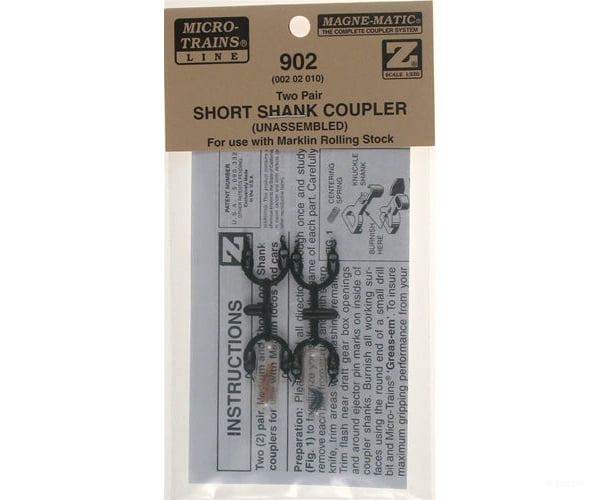 Micro Trains 202010 Coupler - Short Shank F/Marklin Cars & Locomotives 2 Pairs Couplers Trucks