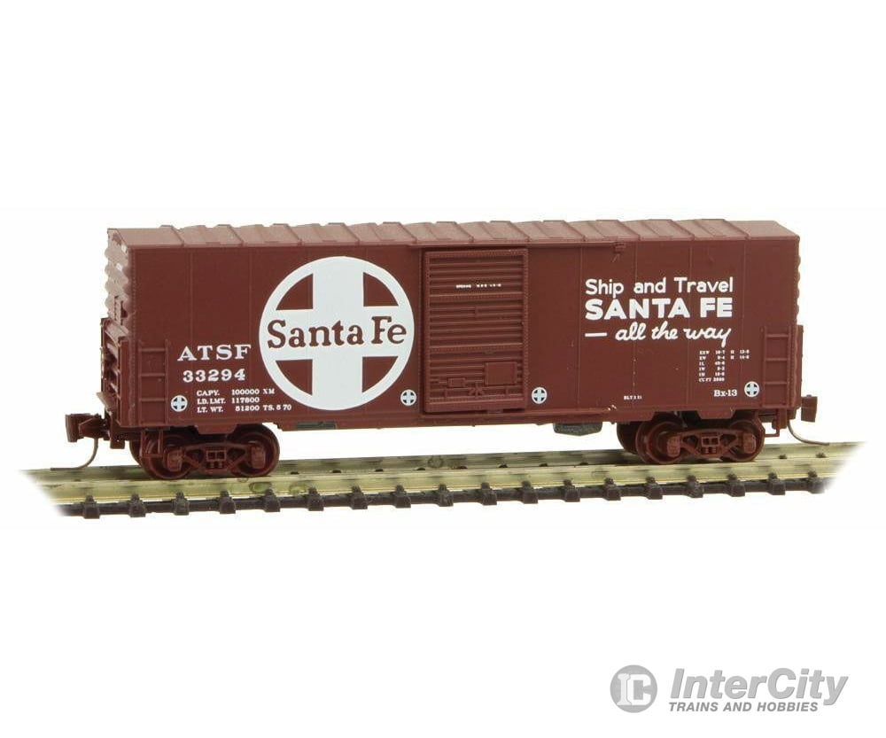 Micro Trains Z 50300131 40 Single-Door Boxcar No Roofwalk - Ready To Run -- Santa Fe #33294 (Boxcar