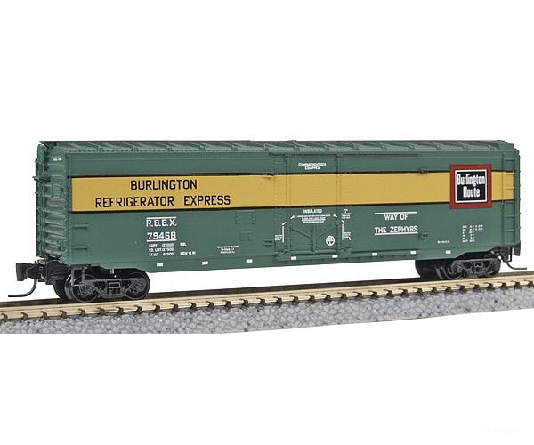 Micro Trains Z 50700370 50 Plug Door Boxcar -- Chicago Burlington & Quincy #Rbbx 79468 (Dark Green