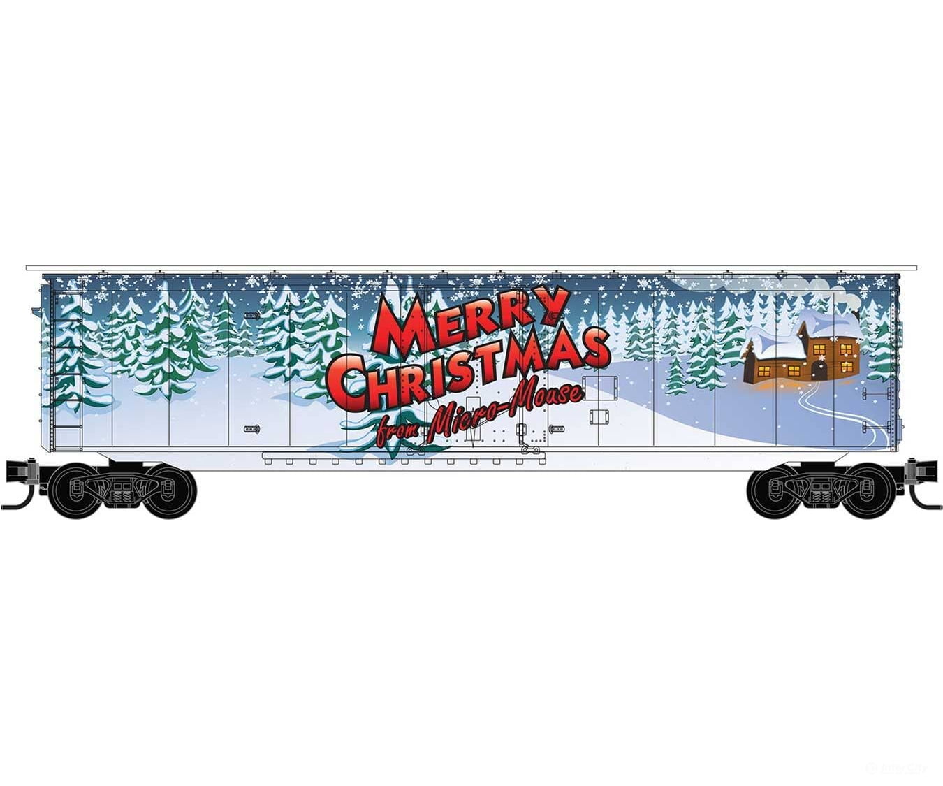 Micro Trains Z 50700750 50’ Plug-Door Boxcar - Ready To Run 2024 Micro-Mouse Christmas W/Tv Door